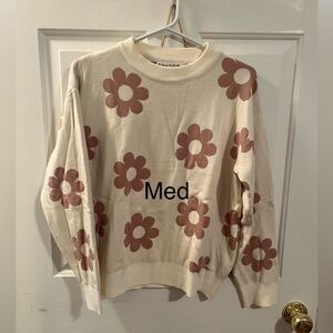 Floral Cream and Brown Sweater